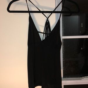 Black low cut loose tank top